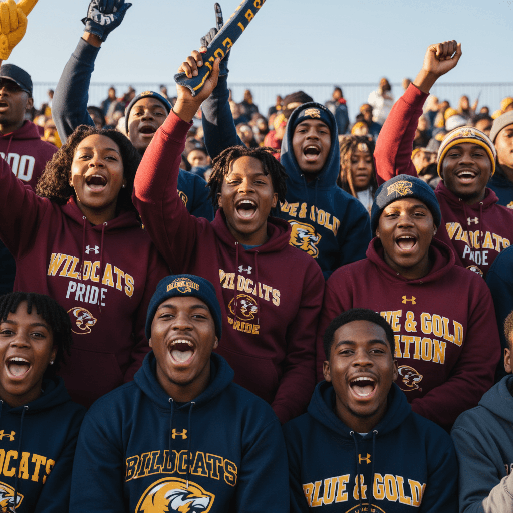 HBCU students celebrating together at the stadium