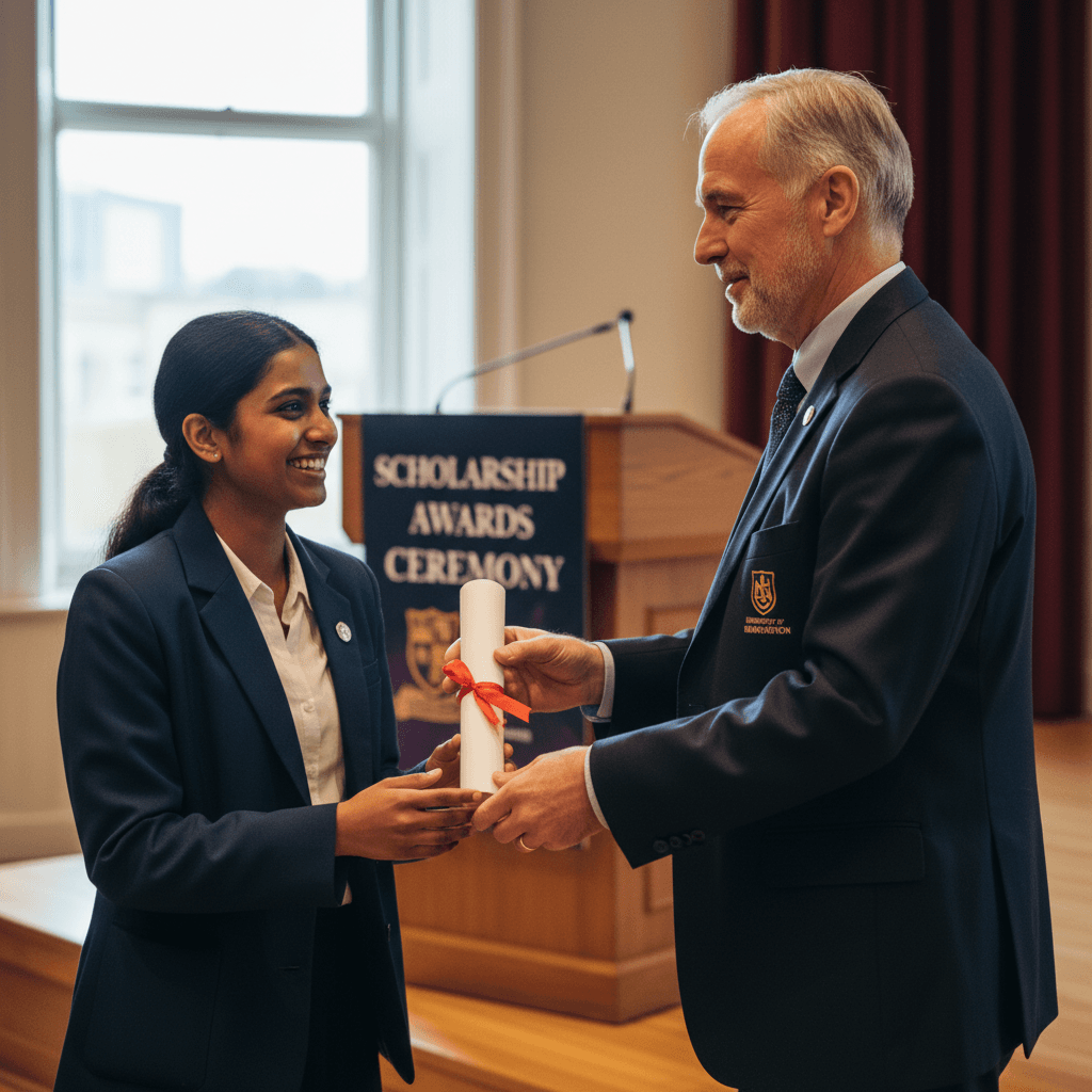 Student receiving scholarship recognition at HBCU event